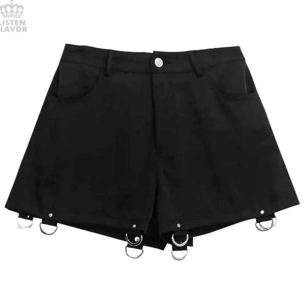 LISTEN FLAVOR Black Zettai Ryoiki Detachable Pants
