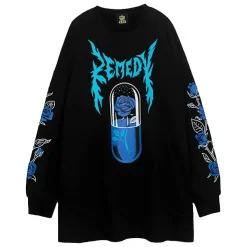 LISTEN FLAVOR Blue Rose Capsule Sweatshirt Black