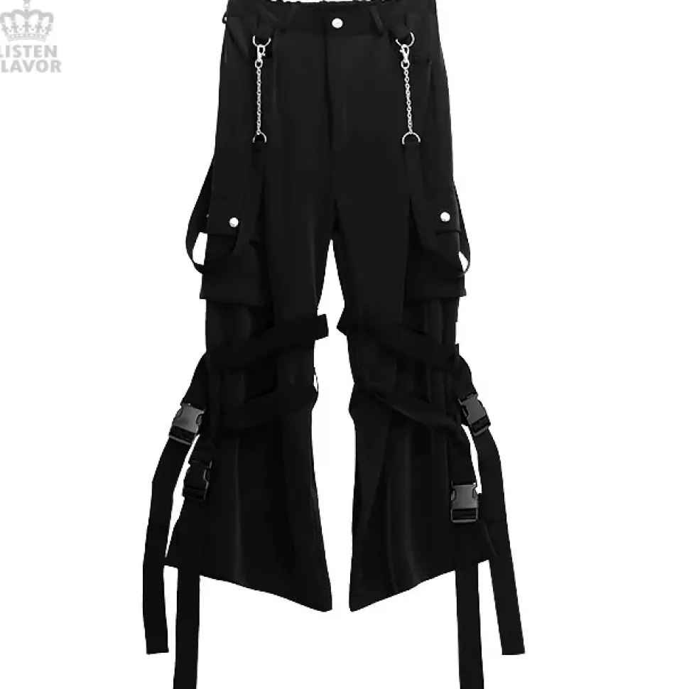 LISTEN FLAVOR Bondage Cargo Pants w/ Chain Suspenders