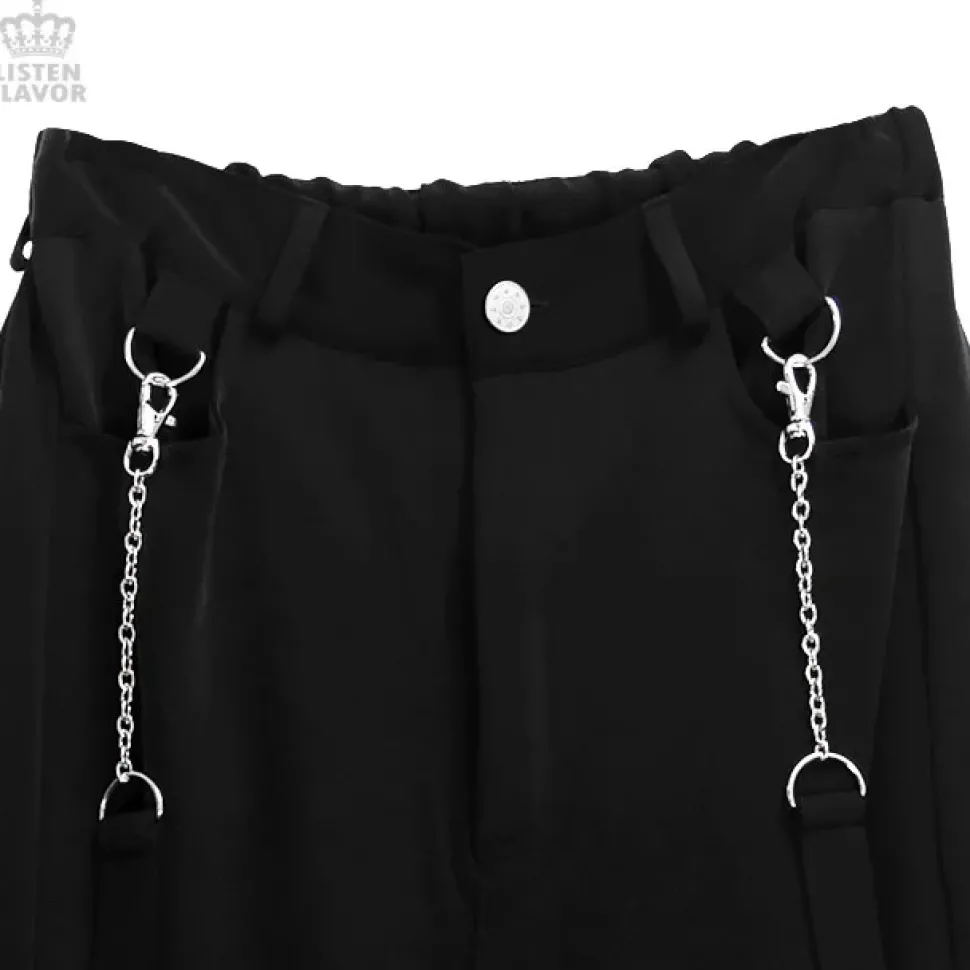 LISTEN FLAVOR Bondage Cargo Pants w/ Chain Suspenders