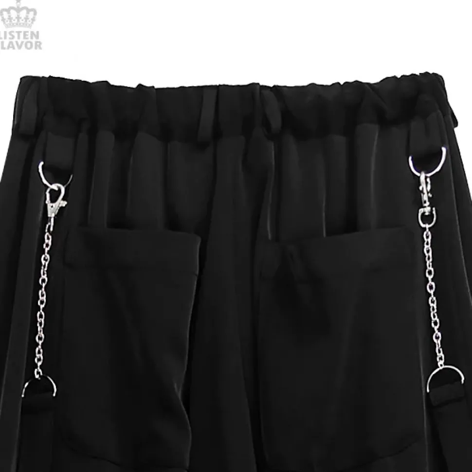 LISTEN FLAVOR Bondage Cargo Pants w/ Chain Suspenders