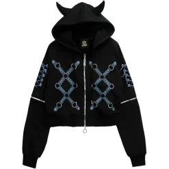 LISTEN FLAVOR Bondage Horn 2-Way Cropped Hoodie