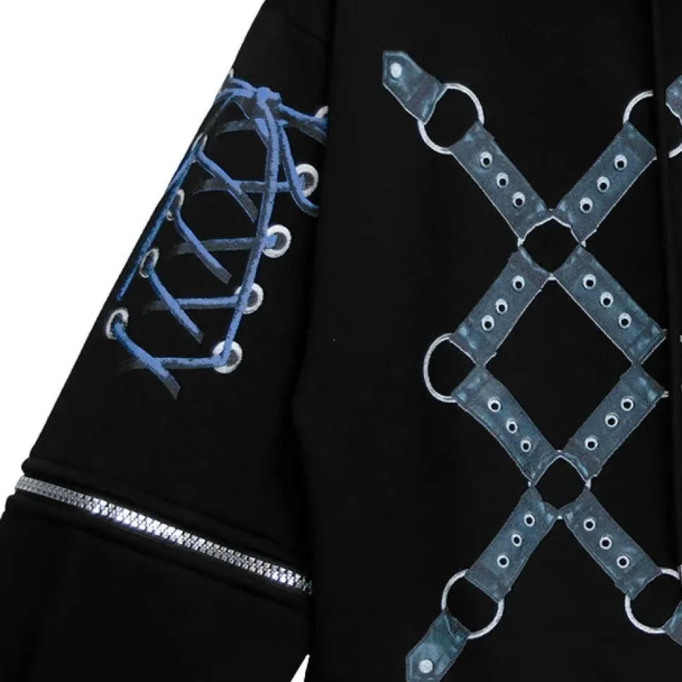 LISTEN FLAVOR Bondage Horn 2-Way Cropped Hoodie