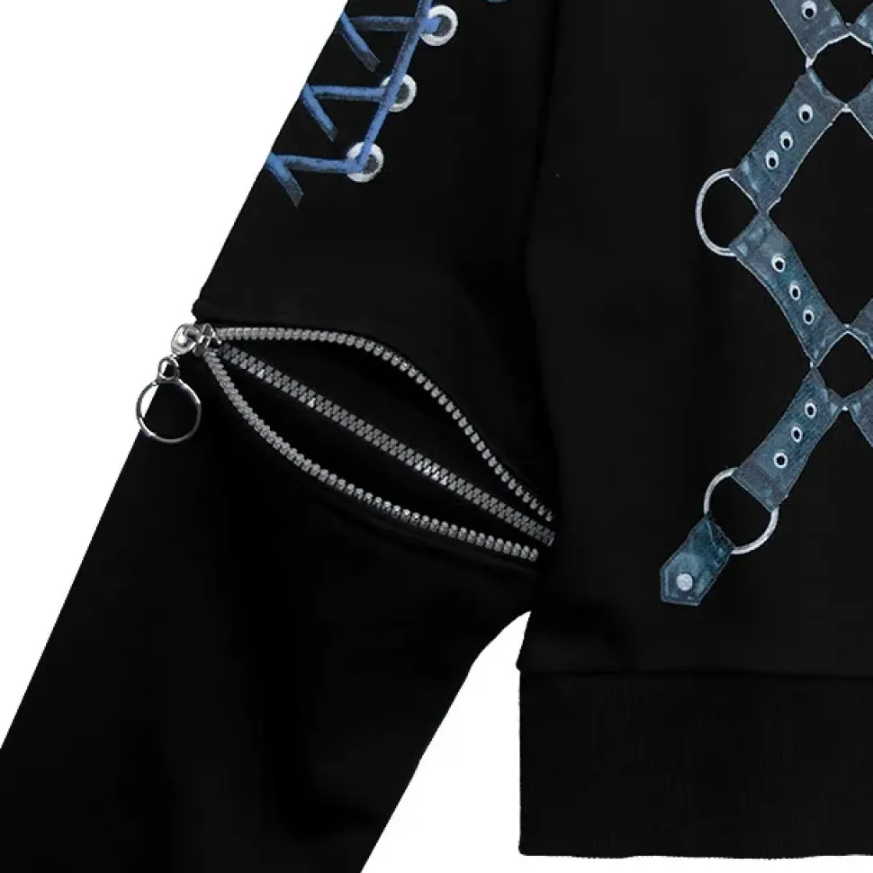 LISTEN FLAVOR Bondage Horn 2-Way Cropped Hoodie