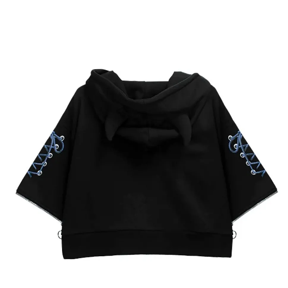 LISTEN FLAVOR Bondage Horn 2-Way Cropped Hoodie