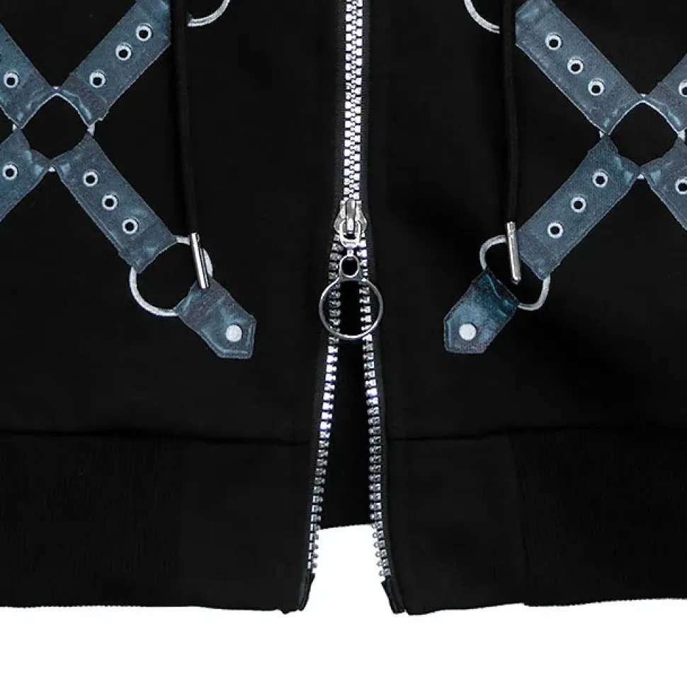 LISTEN FLAVOR Bondage Horn 2-Way Cropped Hoodie