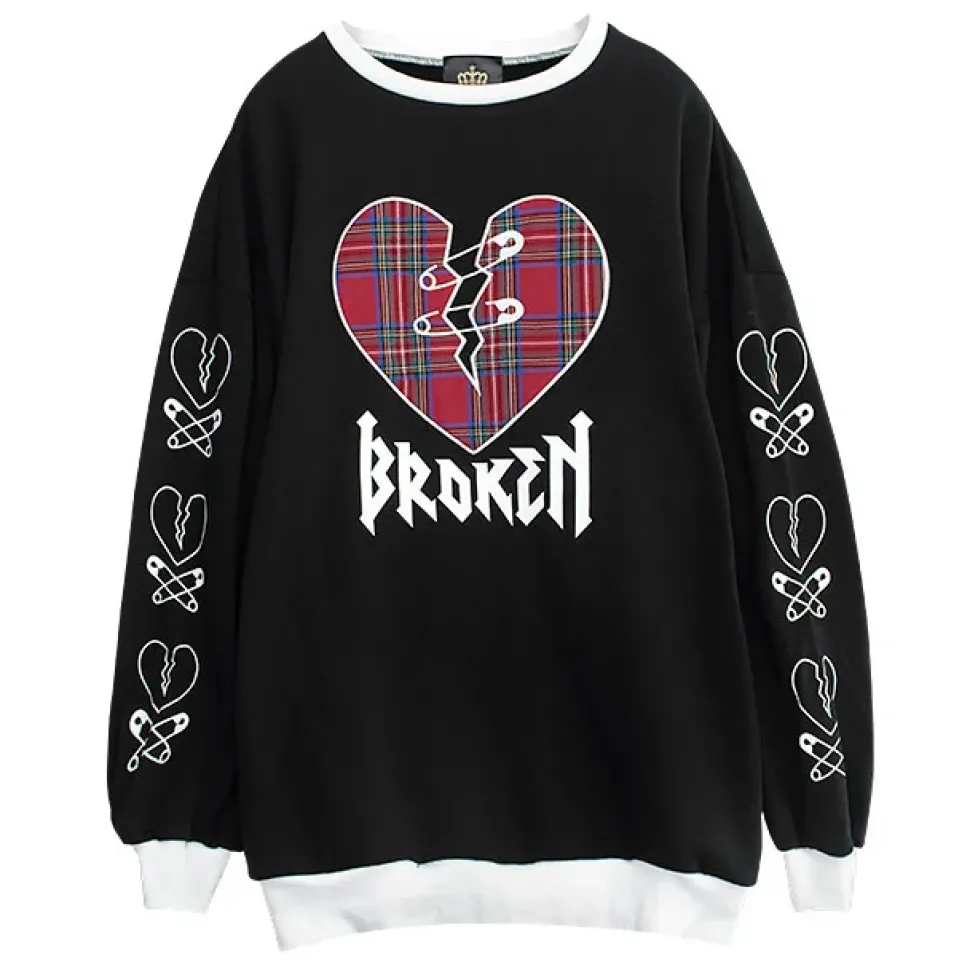 LISTEN FLAVOR Broken Heart Pullover