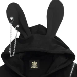 LISTEN FLAVOR Bunny Ear Ghost Hoodie