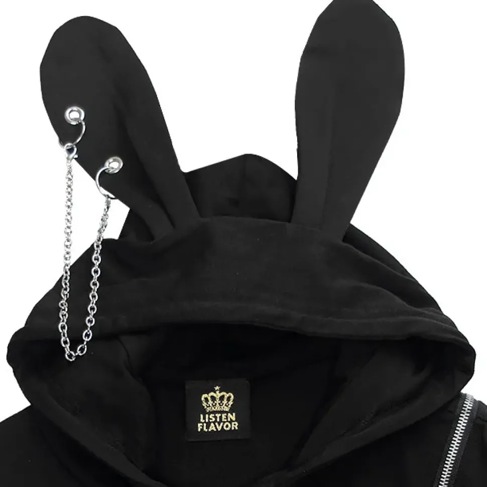 LISTEN FLAVOR Bunny Ear Ghost Hoodie