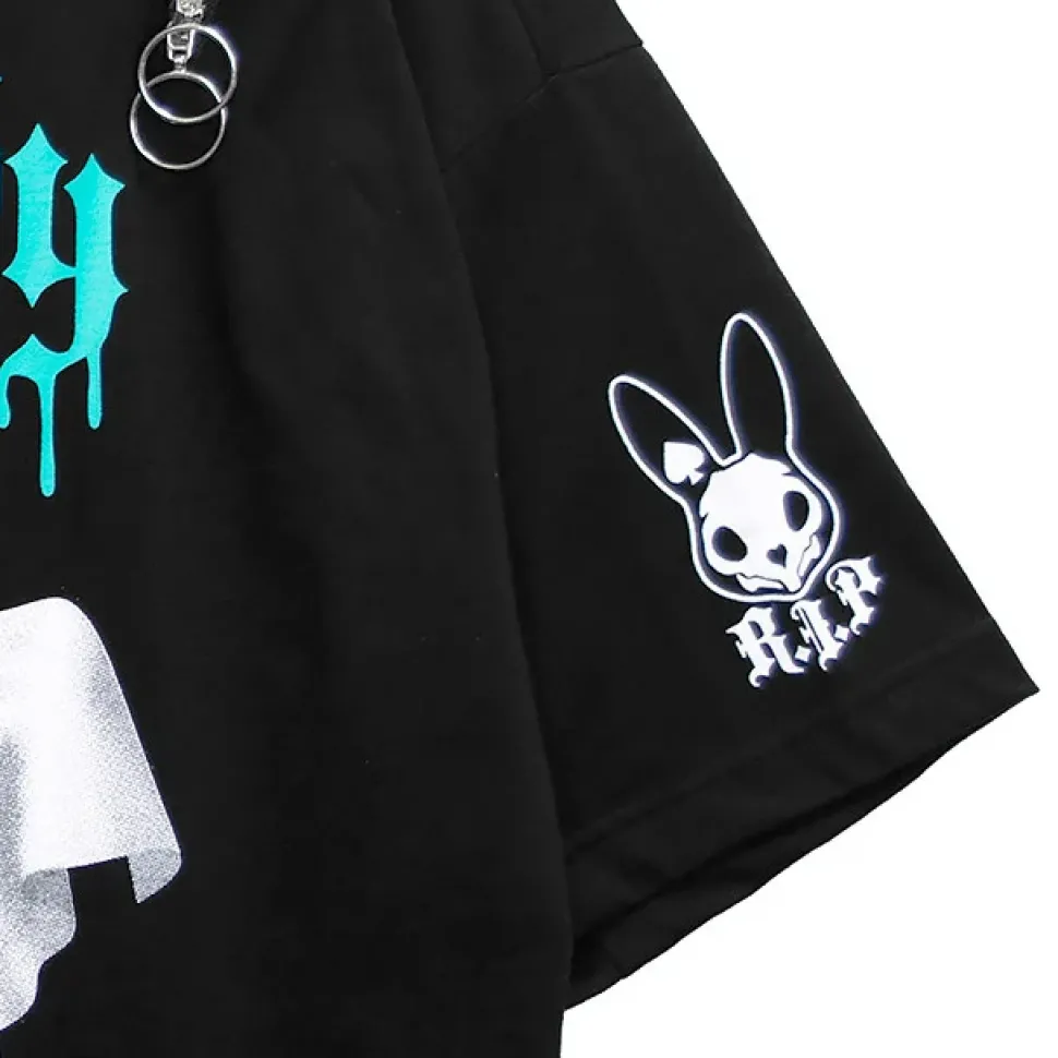 LISTEN FLAVOR Bunny Ear Ghost Hoodie