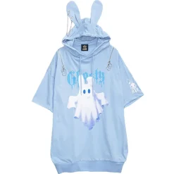 LISTEN FLAVOR Bunny Ear Ghost Hoodie