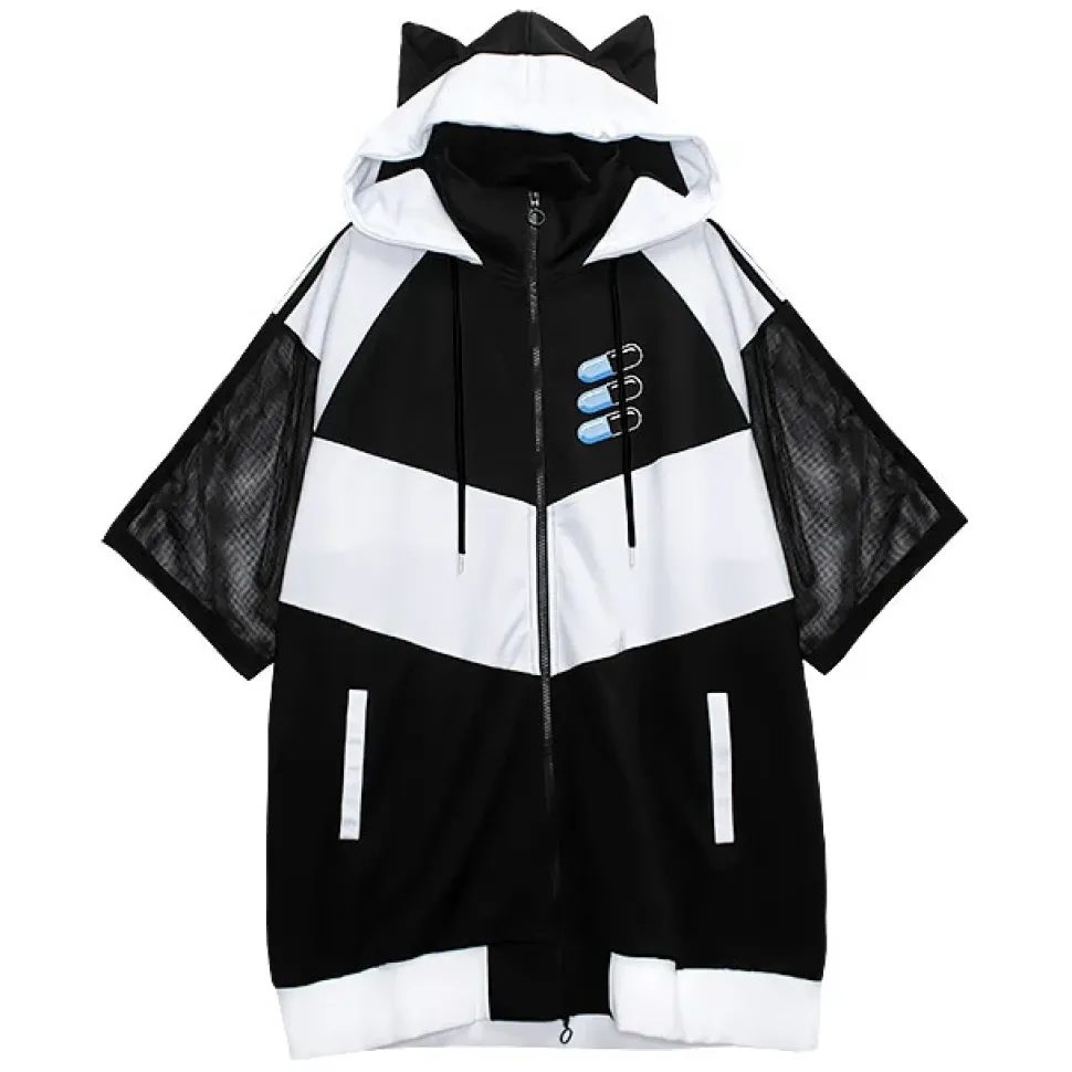 LISTEN FLAVOR Cat Ear Capsule Mesh Jersey Hoodie