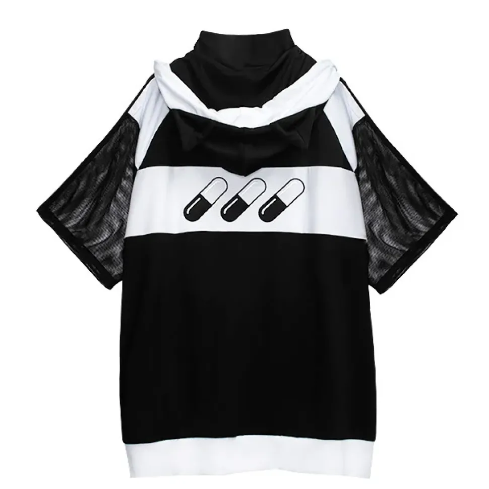 LISTEN FLAVOR Cat Ear Capsule Mesh Jersey Hoodie