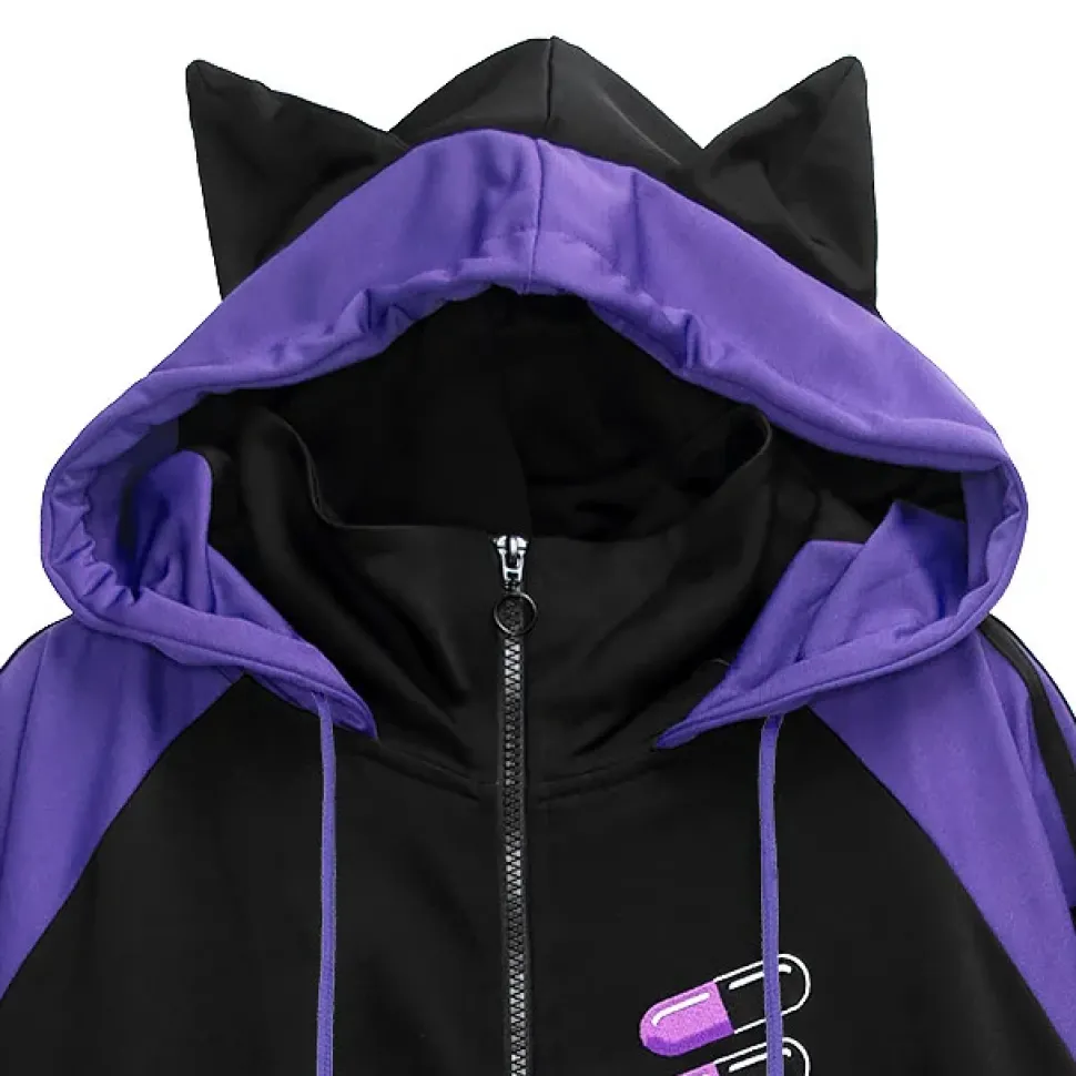 LISTEN FLAVOR Cat Ear Capsule Mesh Jersey Hoodie