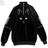 LISTEN FLAVOR Cat Eye Velour Half-Zip Pullover