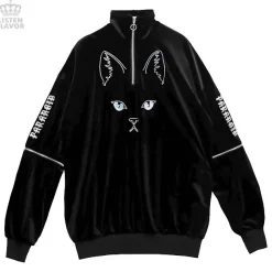 LISTEN FLAVOR Cat Eye Velour Half-Zip Pullover