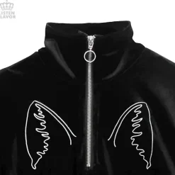 LISTEN FLAVOR Cat Eye Velour Half-Zip Pullover