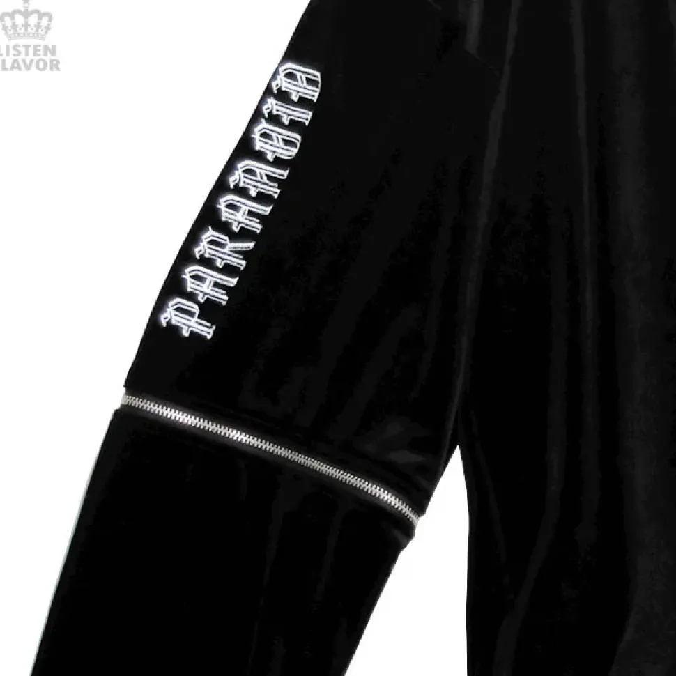 LISTEN FLAVOR Cat Eye Velour Half-Zip Pullover