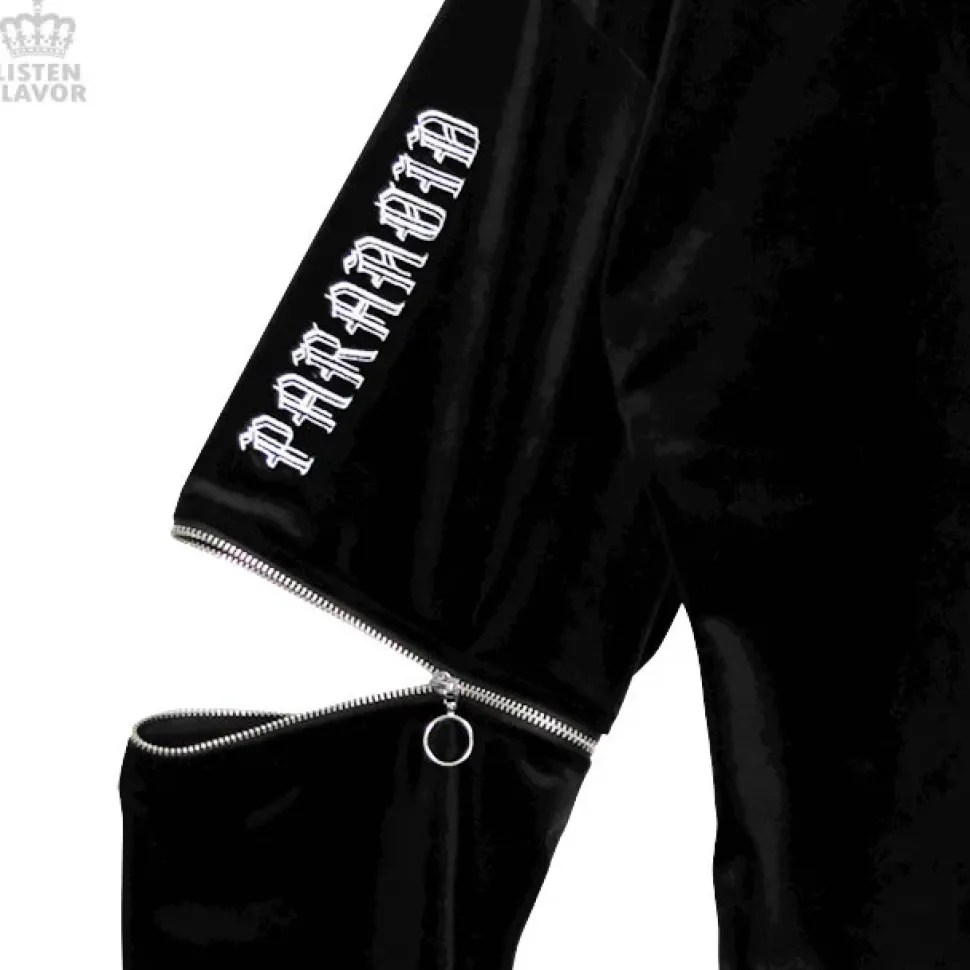 LISTEN FLAVOR Cat Eye Velour Half-Zip Pullover