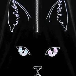 LISTEN FLAVOR Cat Eye Velour Half-Zip Pullover