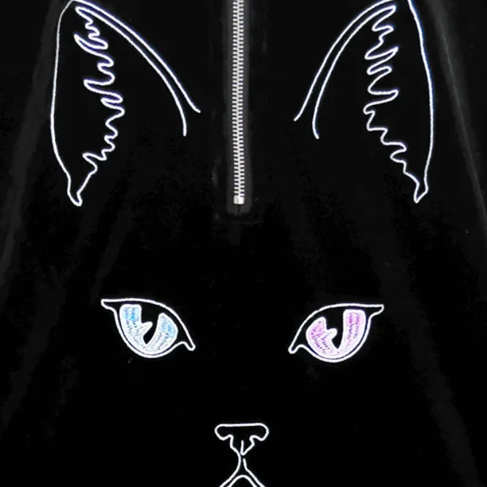 LISTEN FLAVOR Cat Eye Velour Half-Zip Pullover