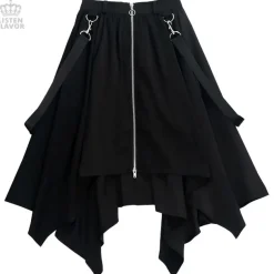 LISTEN FLAVOR Center Zip Hemline Skirt w/ Strap