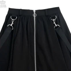 LISTEN FLAVOR Center Zip Hemline Skirt w/ Strap