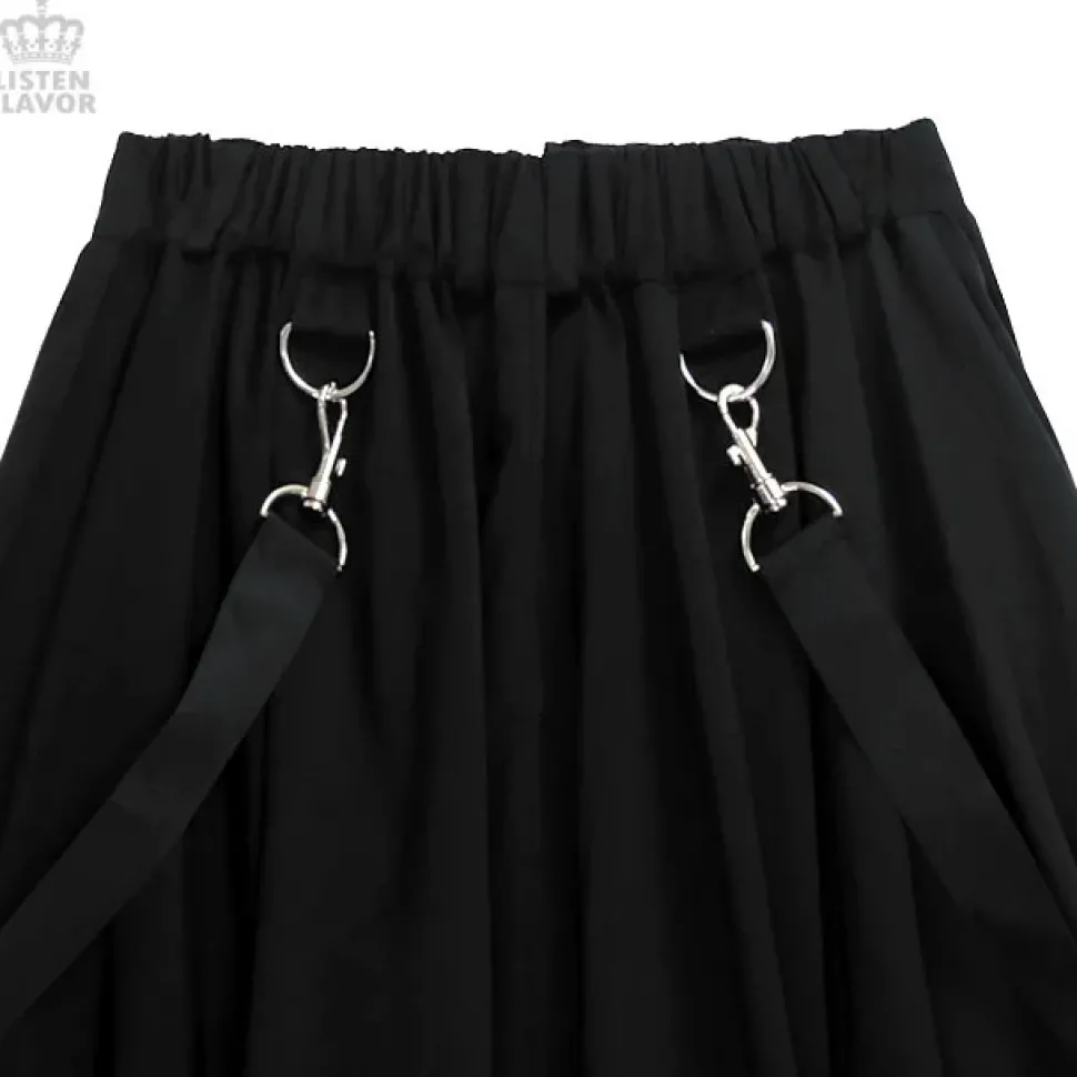 LISTEN FLAVOR Center Zip Hemline Skirt w/ Strap