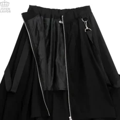 LISTEN FLAVOR Center Zip Hemline Skirt w/ Strap