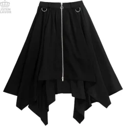 LISTEN FLAVOR Center Zip Hemline Skirt w/ Strap