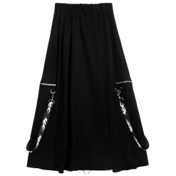 LISTEN FLAVOR Center Zip Strap Maxi Skirt Black