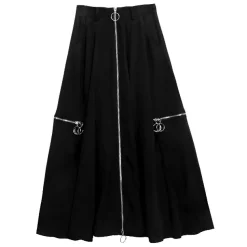 LISTEN FLAVOR Center Zip Strap Maxi Skirt Black
