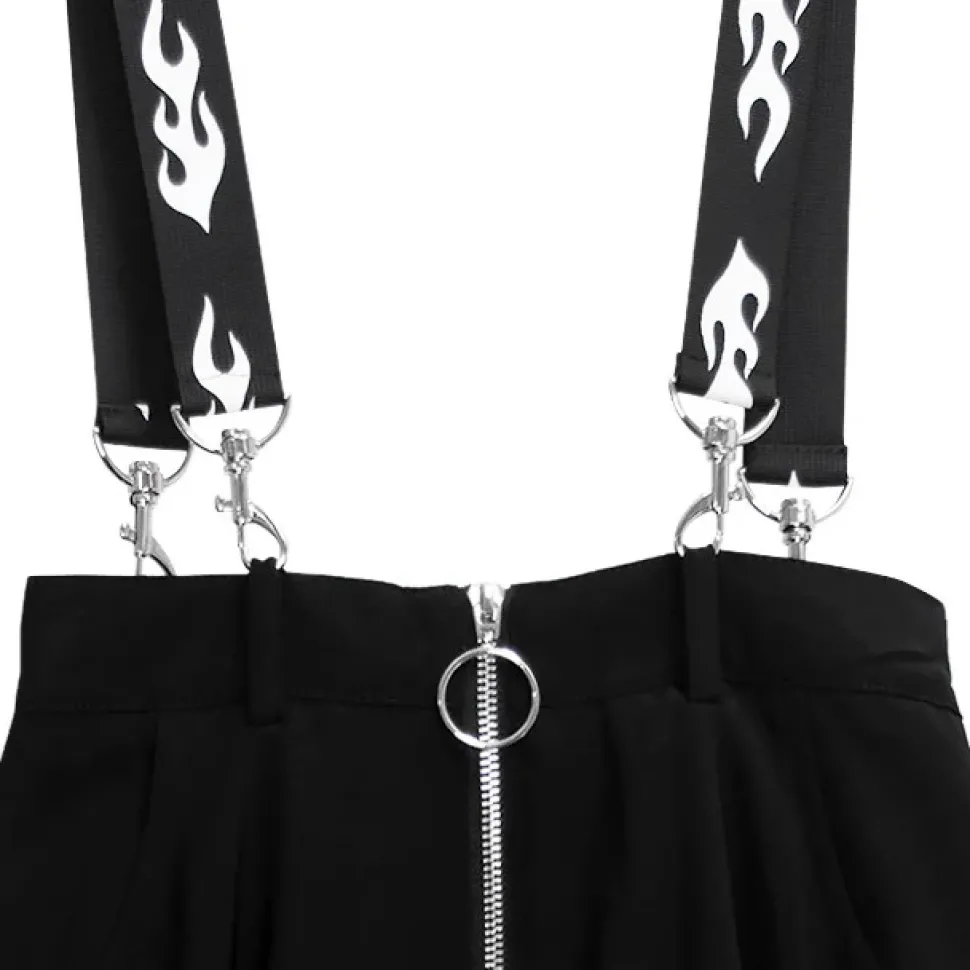LISTEN FLAVOR Center Zip Strap Maxi Skirt Black