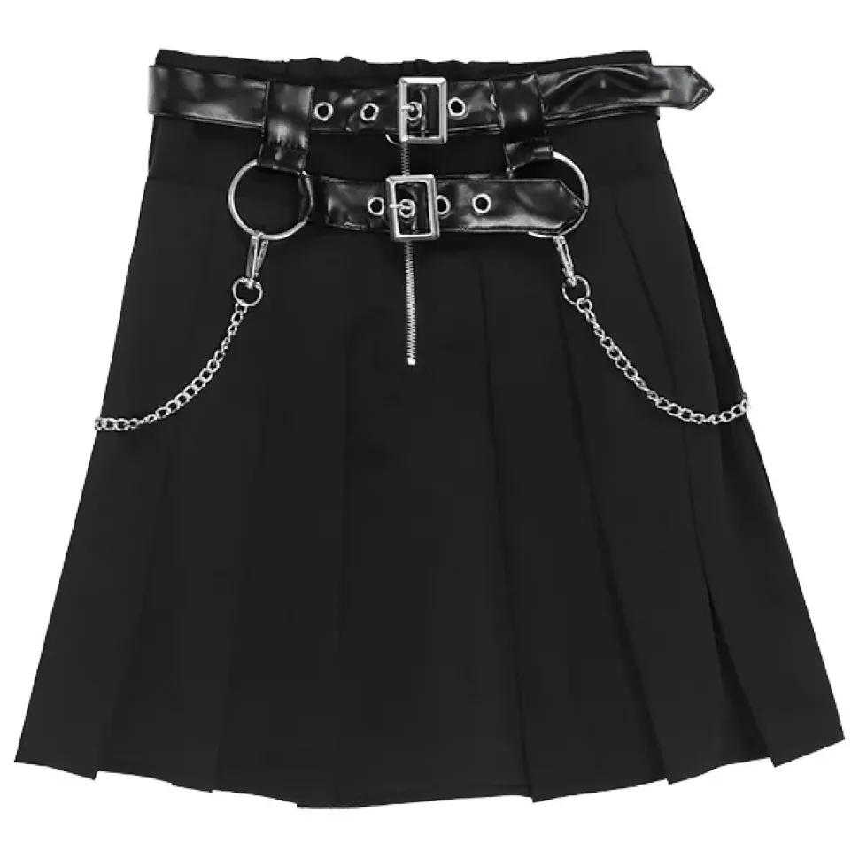 LISTEN FLAVOR Center Zip Skirt w/ Chain