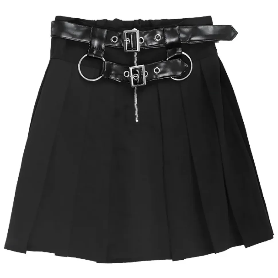 LISTEN FLAVOR Center Zip Skirt w/ Chain