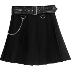 LISTEN FLAVOR Chain Belt Pleated Skirt