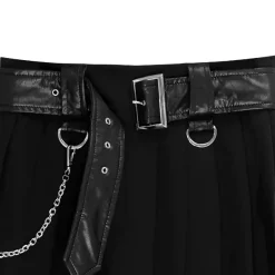 LISTEN FLAVOR Chain Belt Pleated Skirt