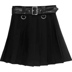 LISTEN FLAVOR Chain Belt Pleated Skirt