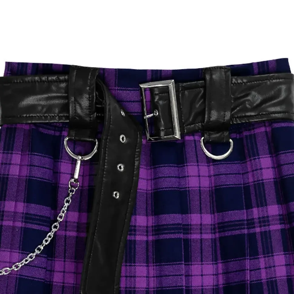 LISTEN FLAVOR Chain Belt Pleated Skirt