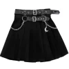 LISTEN FLAVOR Chain Belt Pleated Skirt