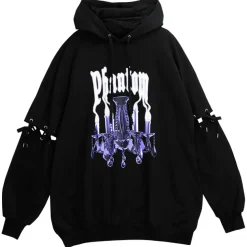 LISTEN FLAVOR Chandelier Lace-Up Sleeve Hoodie