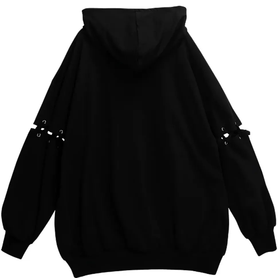 LISTEN FLAVOR Chandelier Lace-Up Sleeve Hoodie