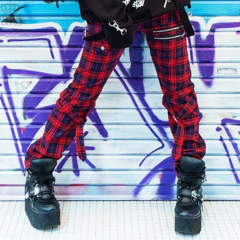 LISTEN FLAVOR Checkered Convertible Bondage Pants