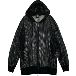 LISTEN FLAVOR Cool Mesh Zip Hoodie Black