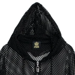 LISTEN FLAVOR Cool Mesh Zip Hoodie Black