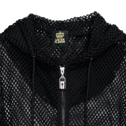 LISTEN FLAVOR Cool Mesh Zip Hoodie Black