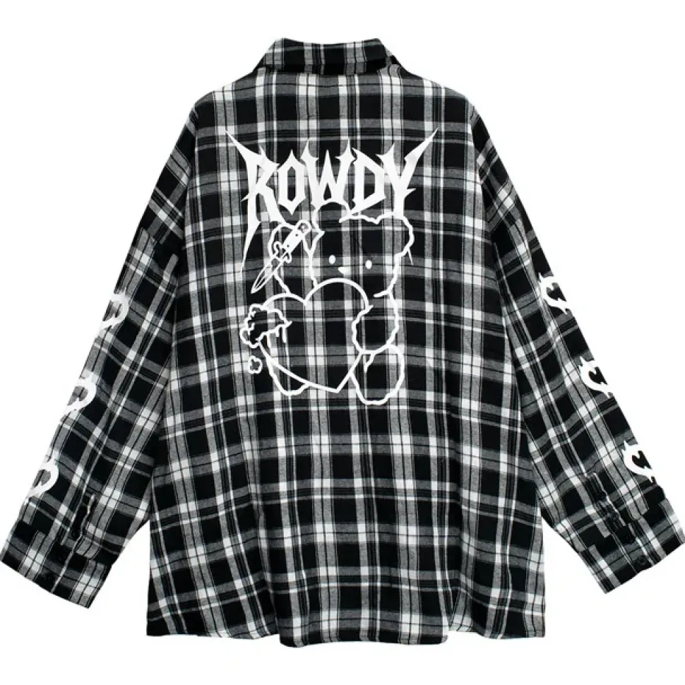LISTEN FLAVOR Crazy Bear Checkered Shirt