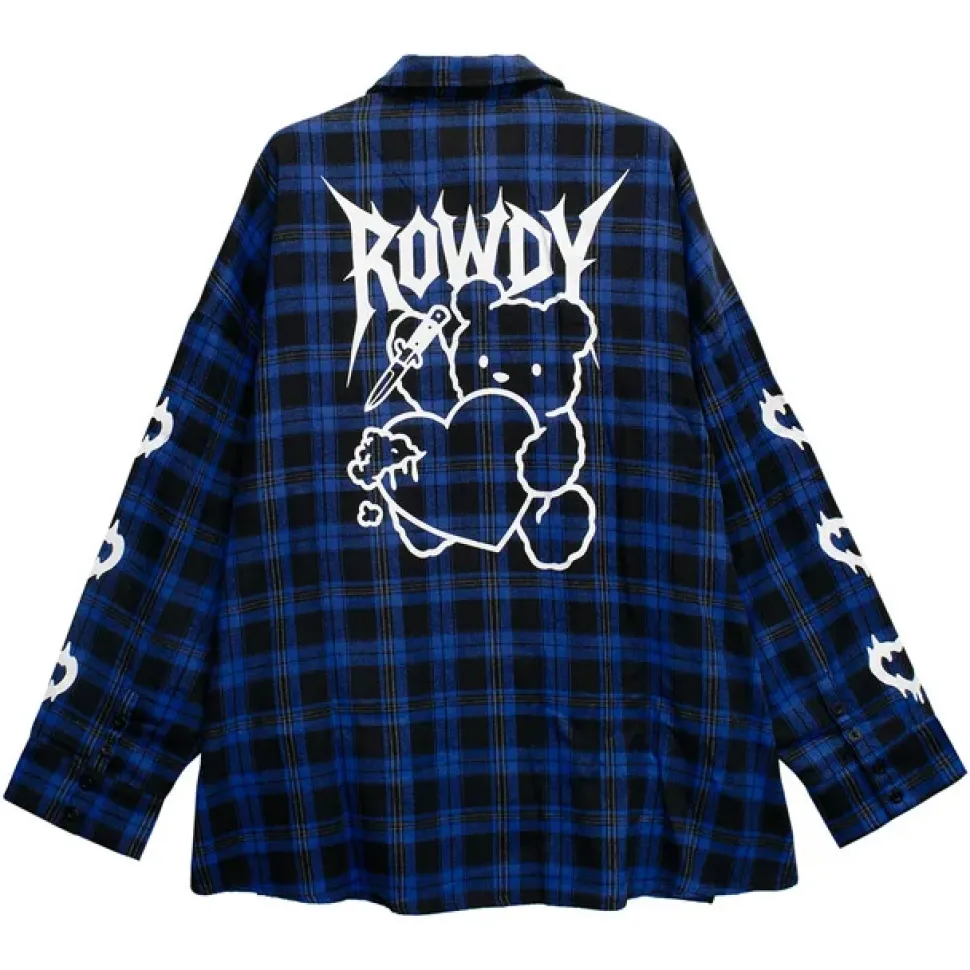 LISTEN FLAVOR Crazy Bear Checkered Shirt