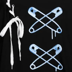 LISTEN FLAVOR Cross Safety Pin Lace-Up Asymmetrical Top