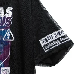 LISTEN FLAVOR Cyber Skull Mesh Layer T-Shirt